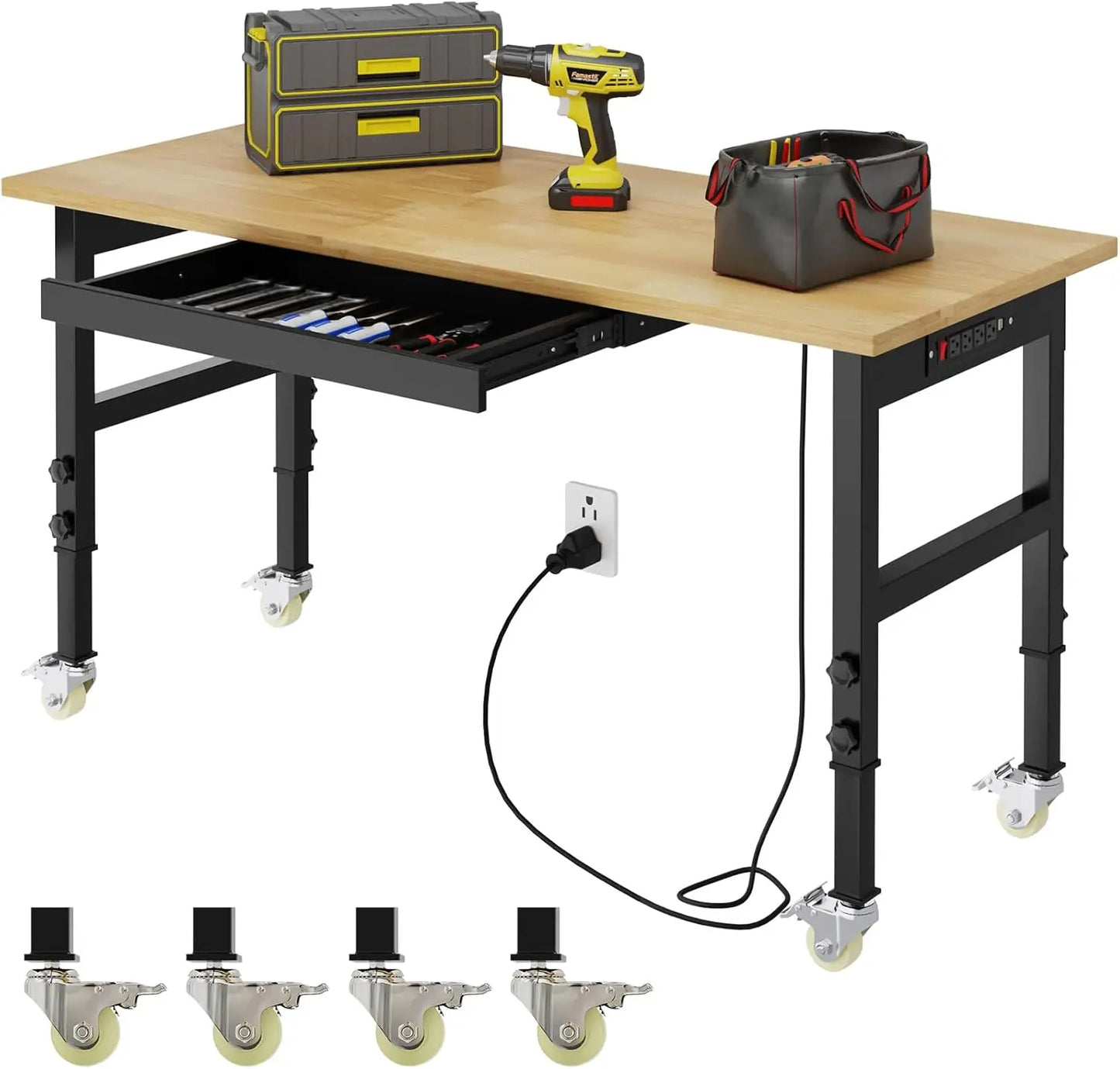 Kieperi 48”Chipboard Work Bench,Heavy-Duty Adjustable Workbench