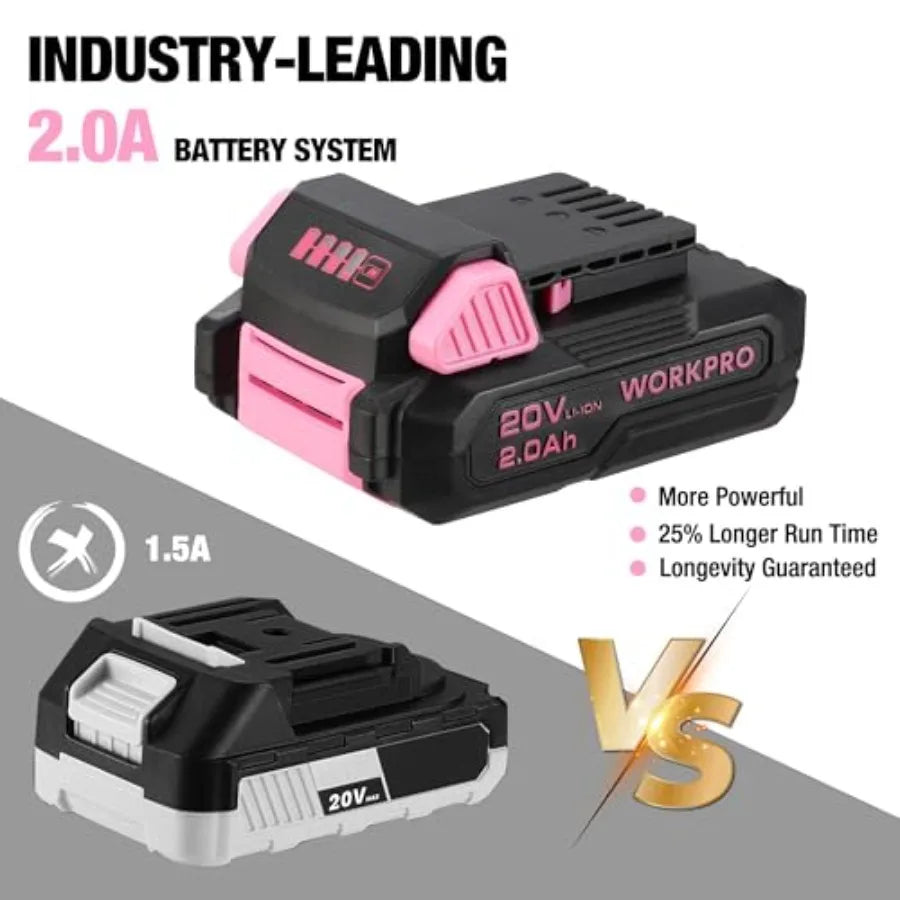 20V Pink Cordless Drill Driver and Home Tool Set with 141PCS Hand Tools for DIY Projects Home Maintenance and Repairs I