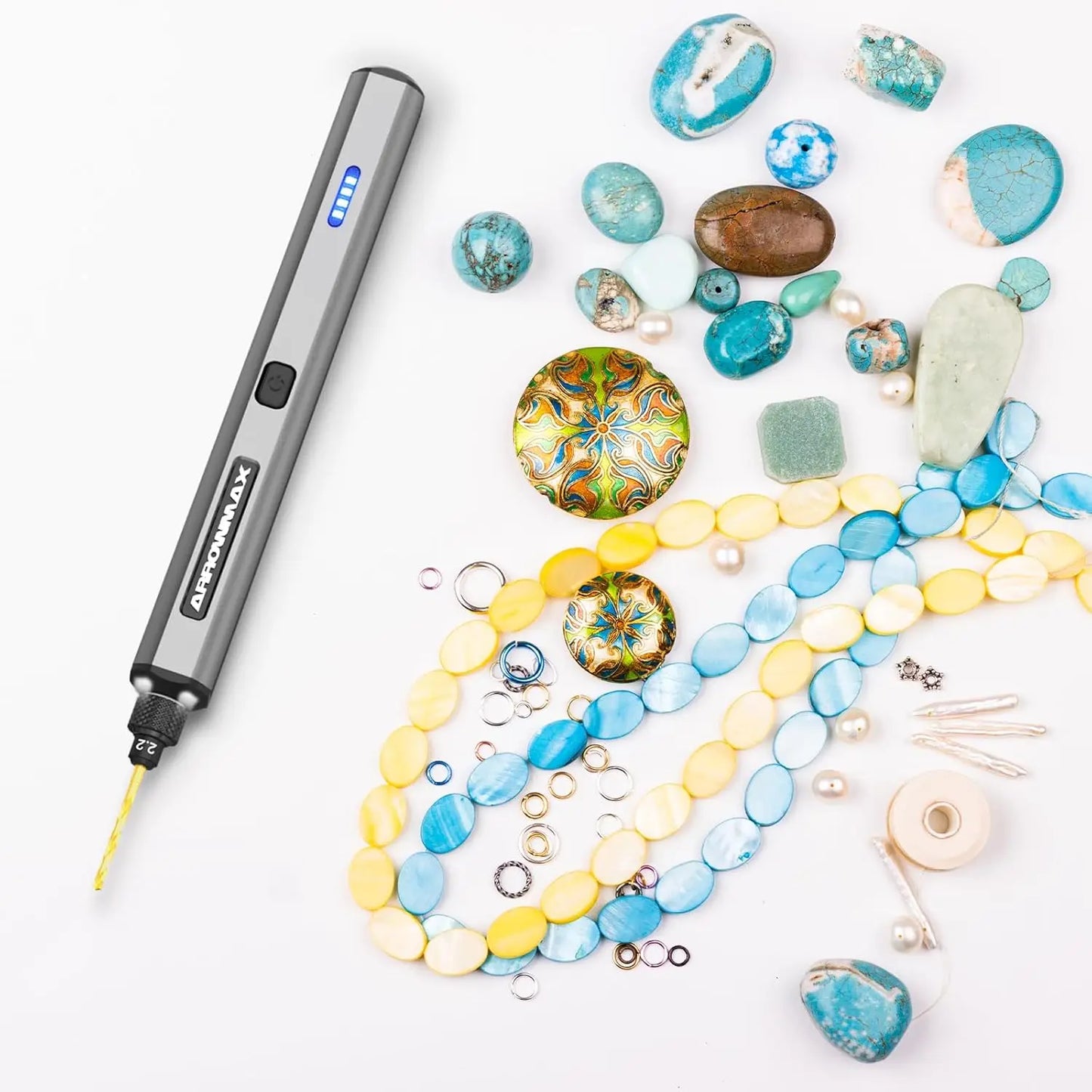 Mini Electric Drill Pen, 13-in-1 Rechargeable Kit with Aluminum Case, 800 RPM, 10 HSS Bits for DIY Wood Jewelry Making