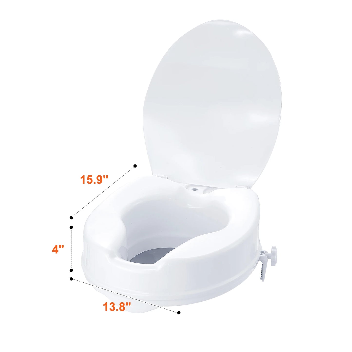SucceBuy Raised Toilet Seat 5inch Height Raised 300 lbs Screw Rod Locking for Elderly Handicap Patient Pregnant Medical