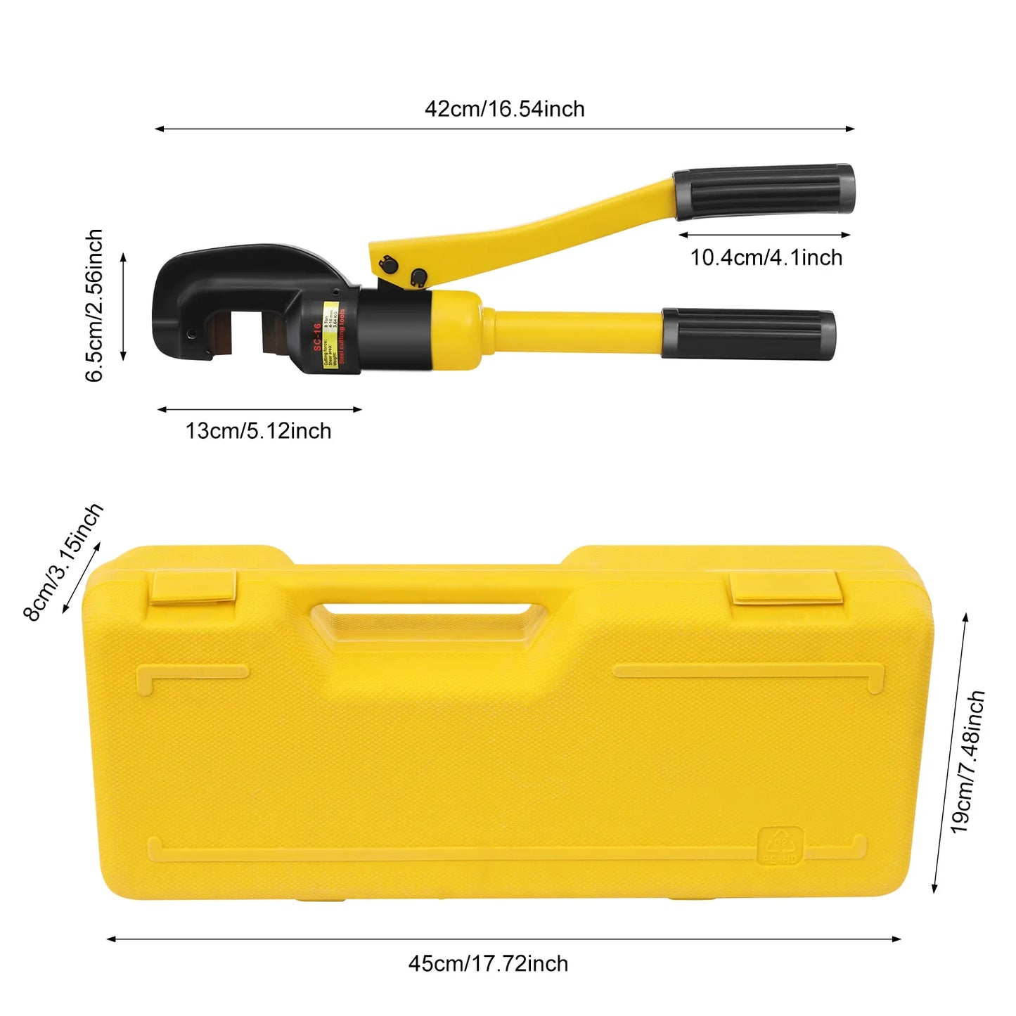 8/13Ton Heavy Duty Hydraulic Rebar Cutters Handheld Cutting Tool with Case 4-22mm for Construction Site Metal Work