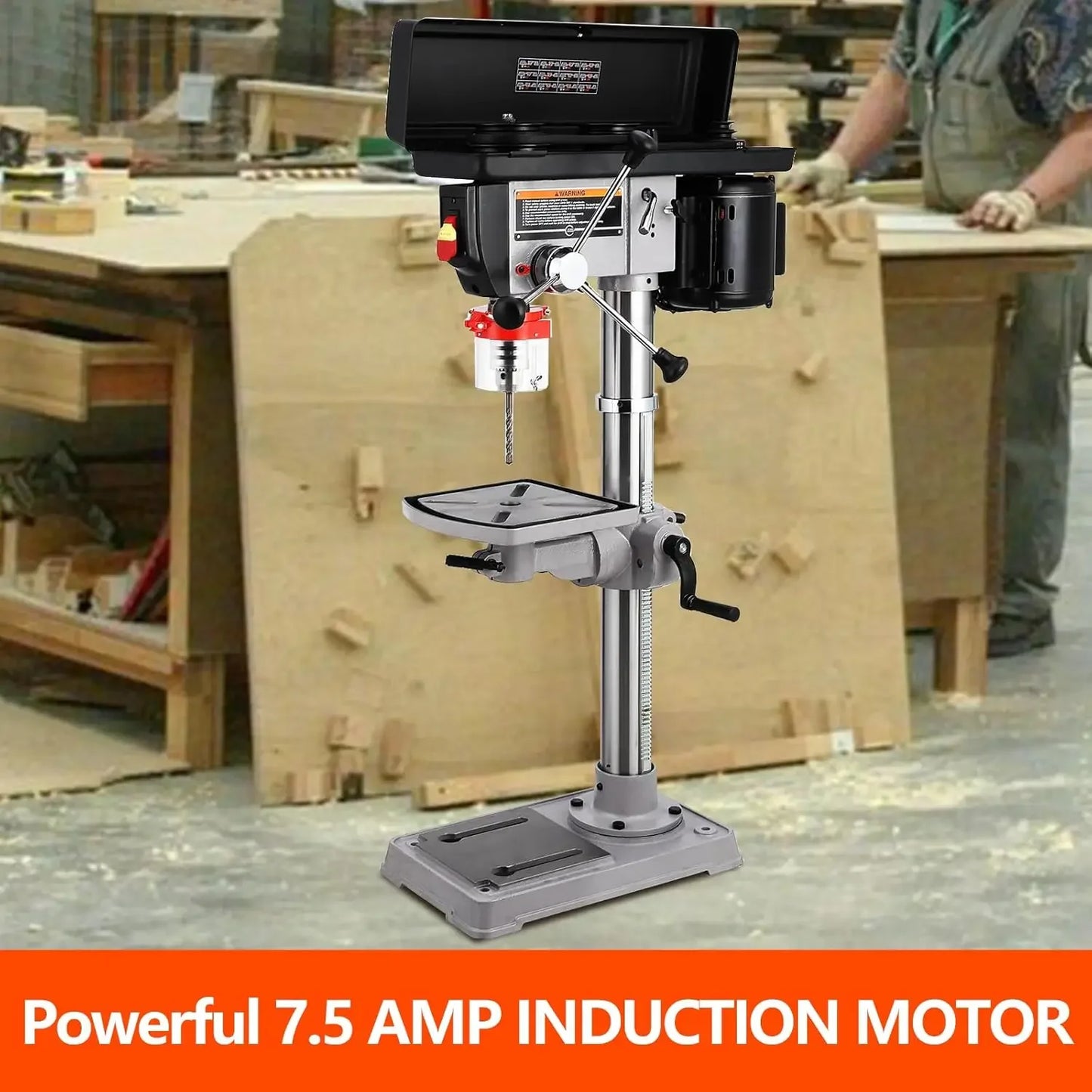 hot-selling13-Inch Mini Drill Press Table, Variable Speed 288-3084 RPM,7.5 Amp 120V, Cast Iron Benchtop Drill Press with 0-45° T