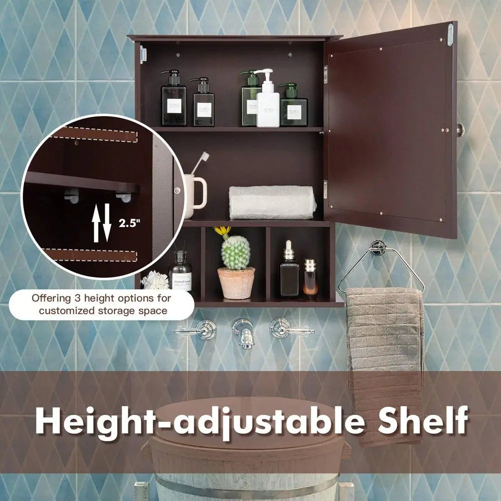 Mirrored Medicine Cabinet Bathroom Wall Mounted Storage W Adjustable Shelf