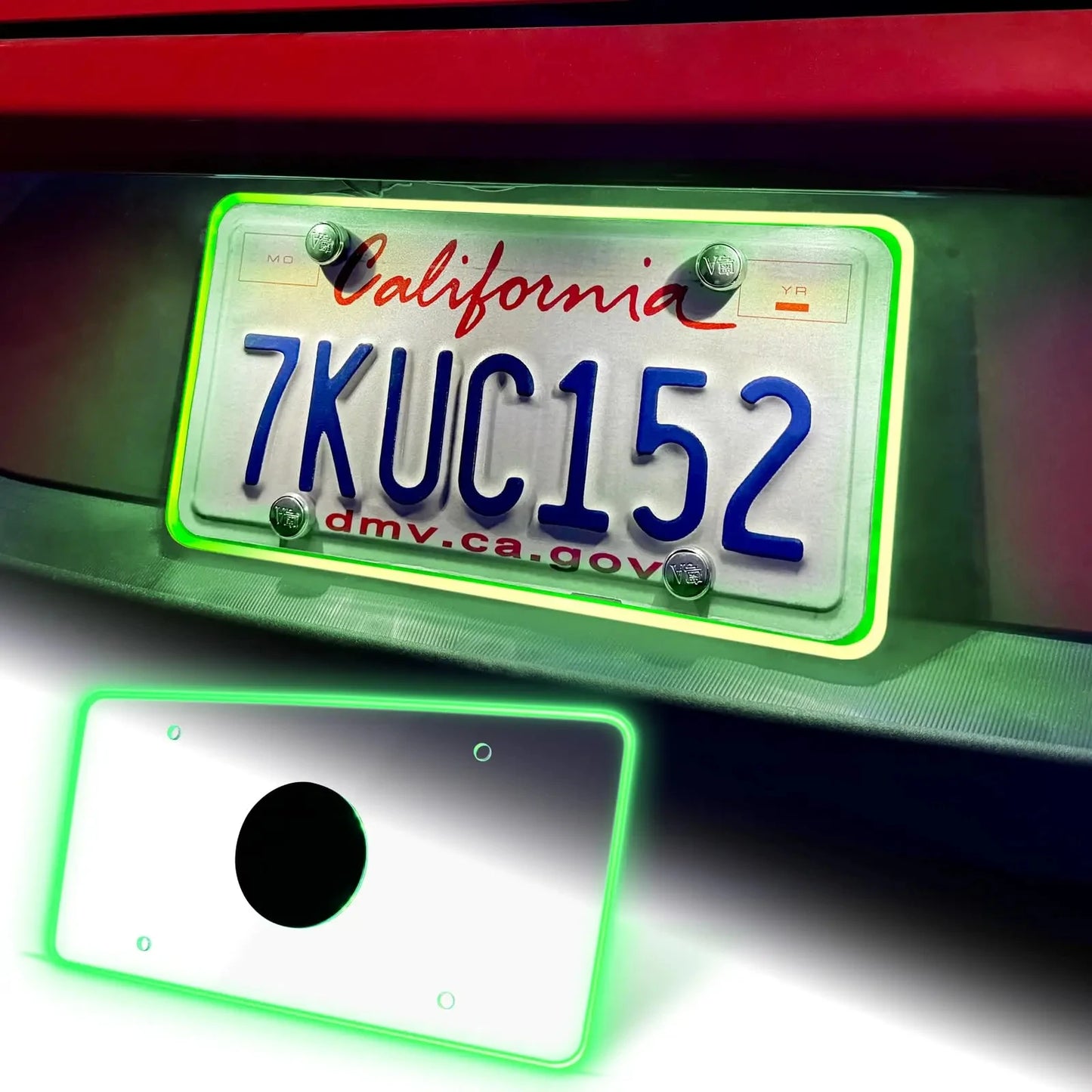 Color LED License Plate Frame Waterproof Universal Fit Rear Plate Light Cover DC12V Bright Accent Lights for Car Truck SUV Auto