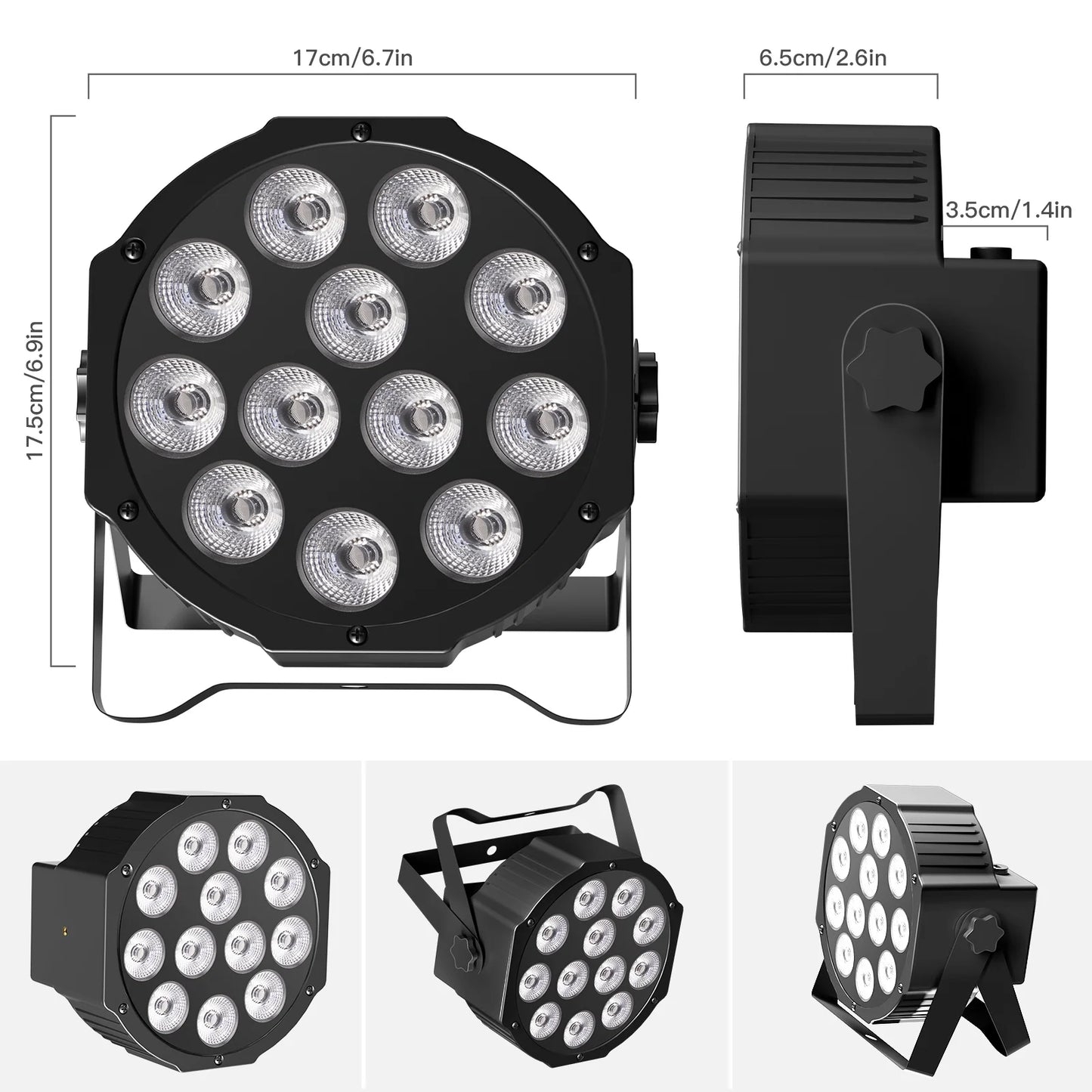 U'King 8PCS Battery LED Par Light RGBW Stage Flat Strobe Light Par Light Effect DJ Disco Party Holiday Bar Wedding Birthday