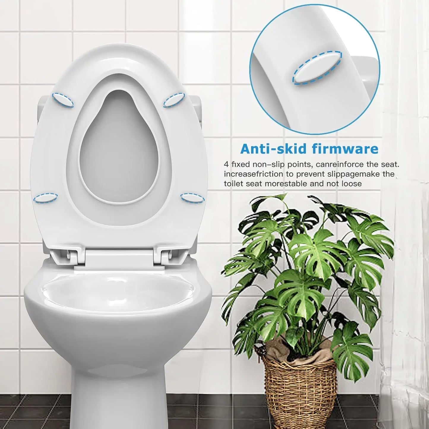Toilet Seat with Built-In Toddler Potty Training Seat, Mother and Child Cover, Slow Close, Easy to Install, Elongated, White