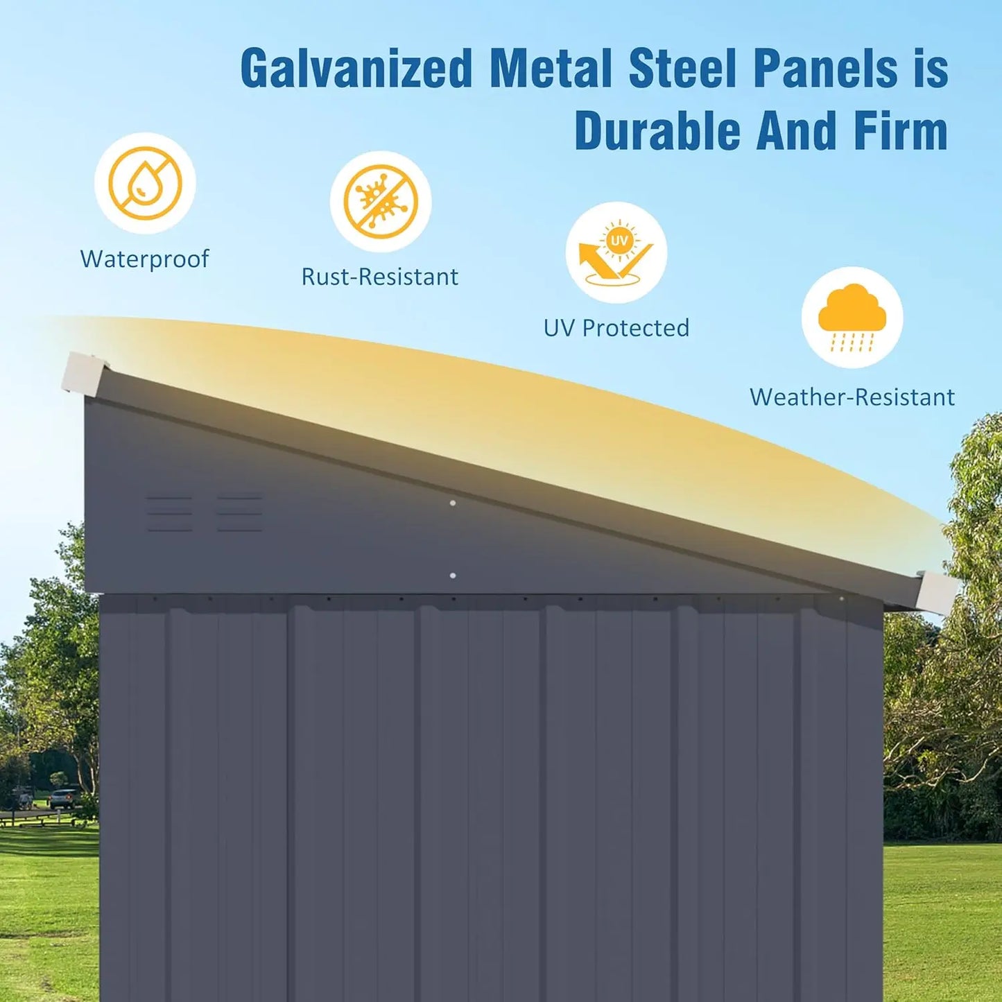Outdoor Storage Shed 4x6 FT, Garden Tool Shed, Metal Lean-to Shed Kit for Backyard Lawn with Lockable Door and, Customized