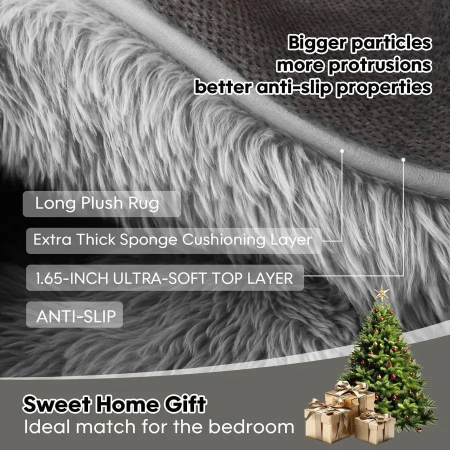 8x10 Area Rugs Living Room, Gray Large Plush Fluffy Bedroom Carpet, NonSlip Upgraded Indoor Thick Soft Rug, Modern Plush Carpet
