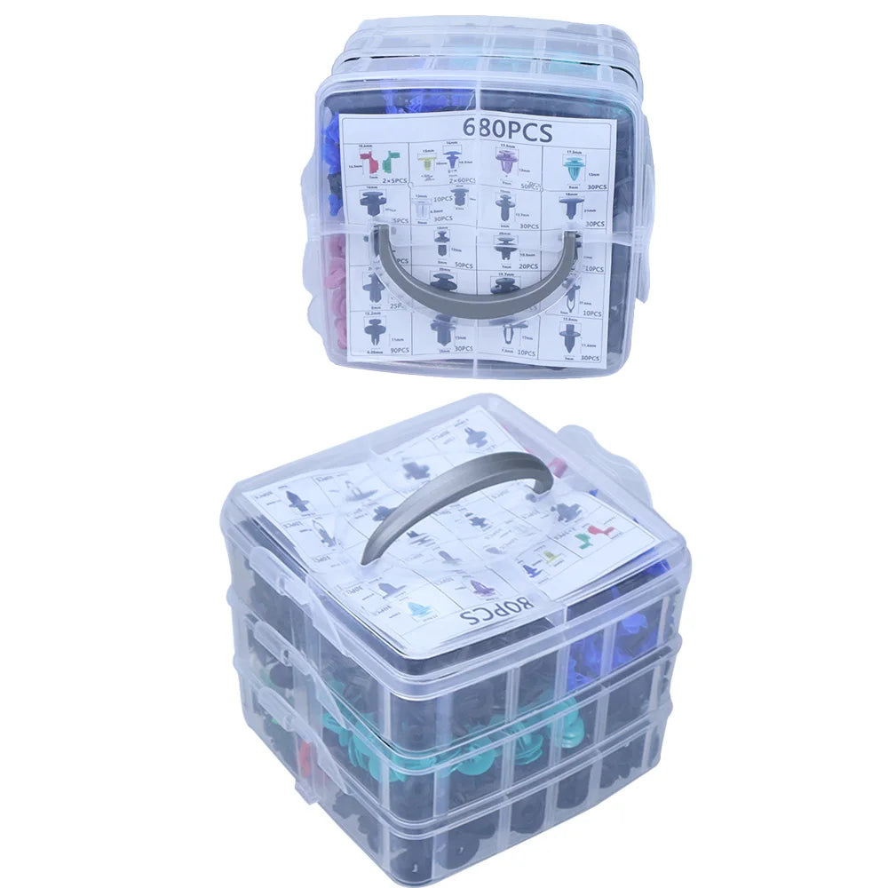 725Pcs Car Push Retainer Clips Auto Fasteners Assortment 23 Sizes Bumper Fender Rivets with 10 Cable Ties and Fasteners Remover