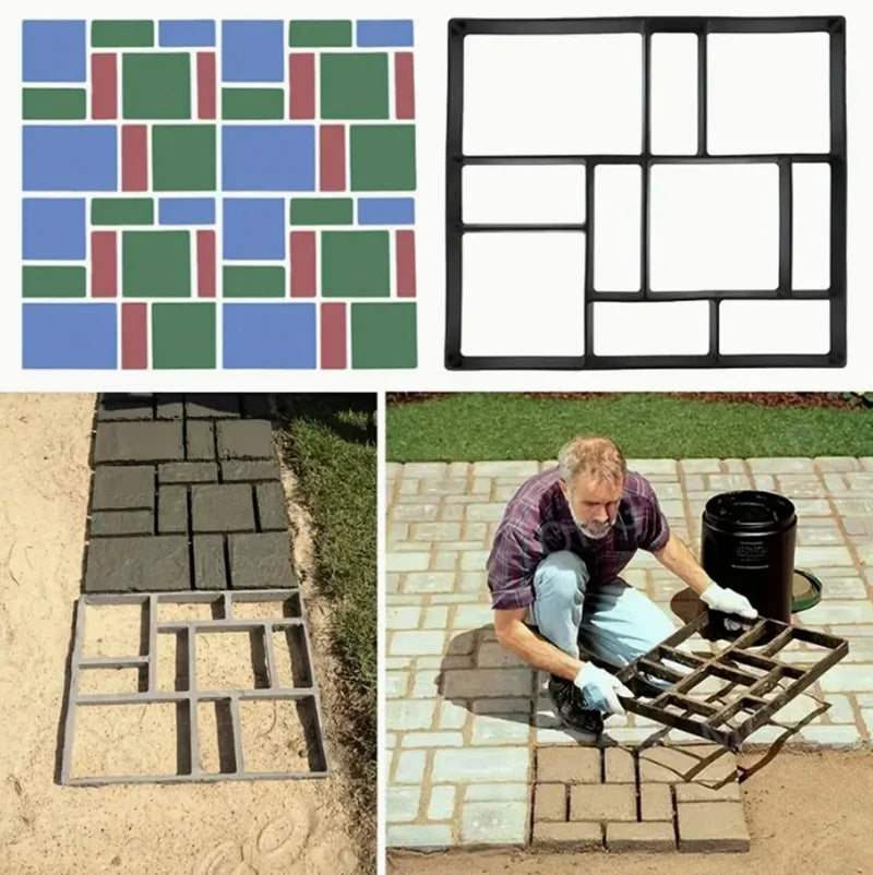 Reusable paving molds for concrete, stone molds, sidewalk stepping stones, DIY garden and patio molds