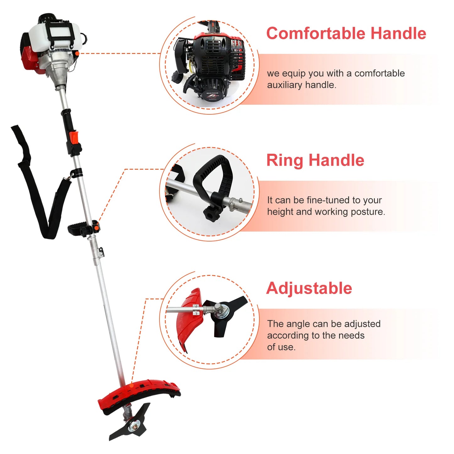 4-Stroke Gas Weed Eater 31cc 15lb 13 in Straight Shaft Trimmer Cordless Weed Wacker Light High-Power for Lawns and Garden Care
