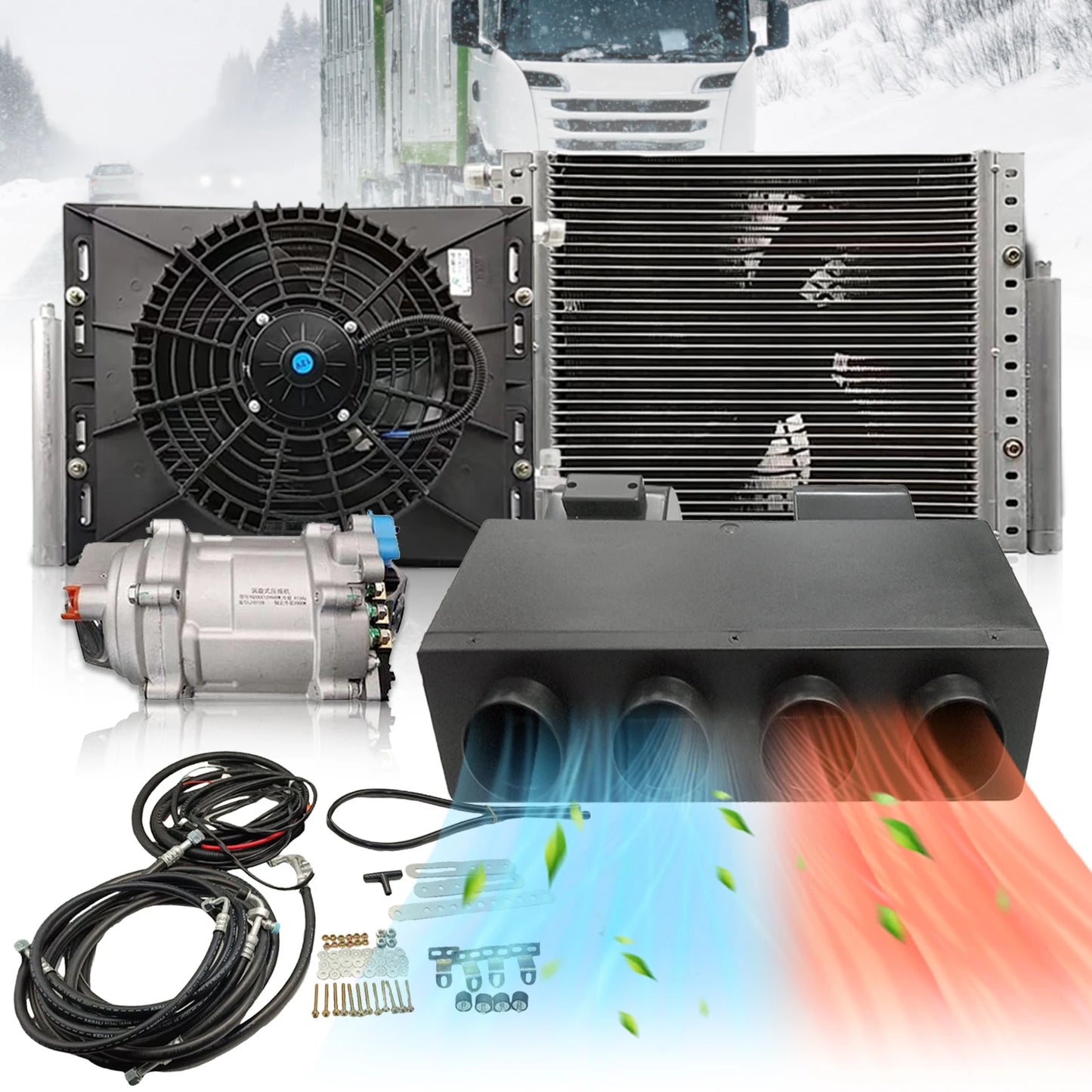 Aspligo 12V Cooling 2025 Car Electric Air Conditioner Universal For Truck Bus Camper Van Compressor Underdash Air Conditioning