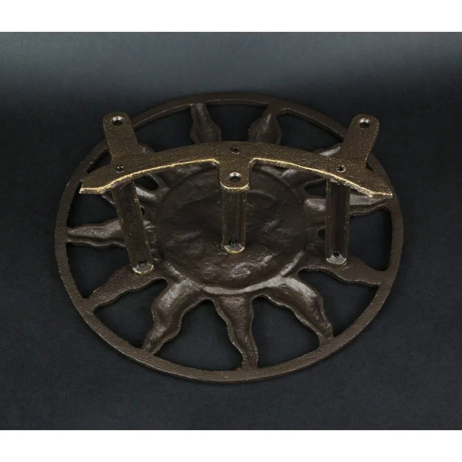 Bronze Finish Cast Iron Sun Face Garden Hose Holder 12 Inches in Diameter Decorative WallMounted Outdoor Hanger for Organized a