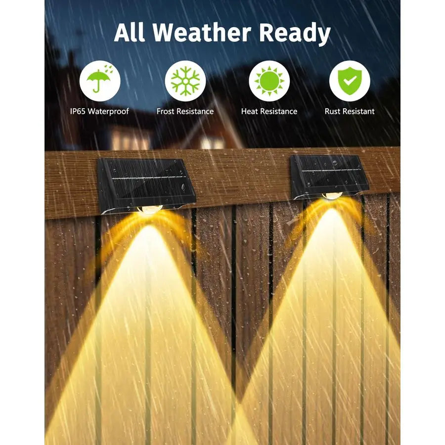 Fence Lights Outdoor Waterproof High Brightness LED Spot Lens Deck Lights 7 Mode Warm amp Cool White RGB Solar Powered Wall Ligh