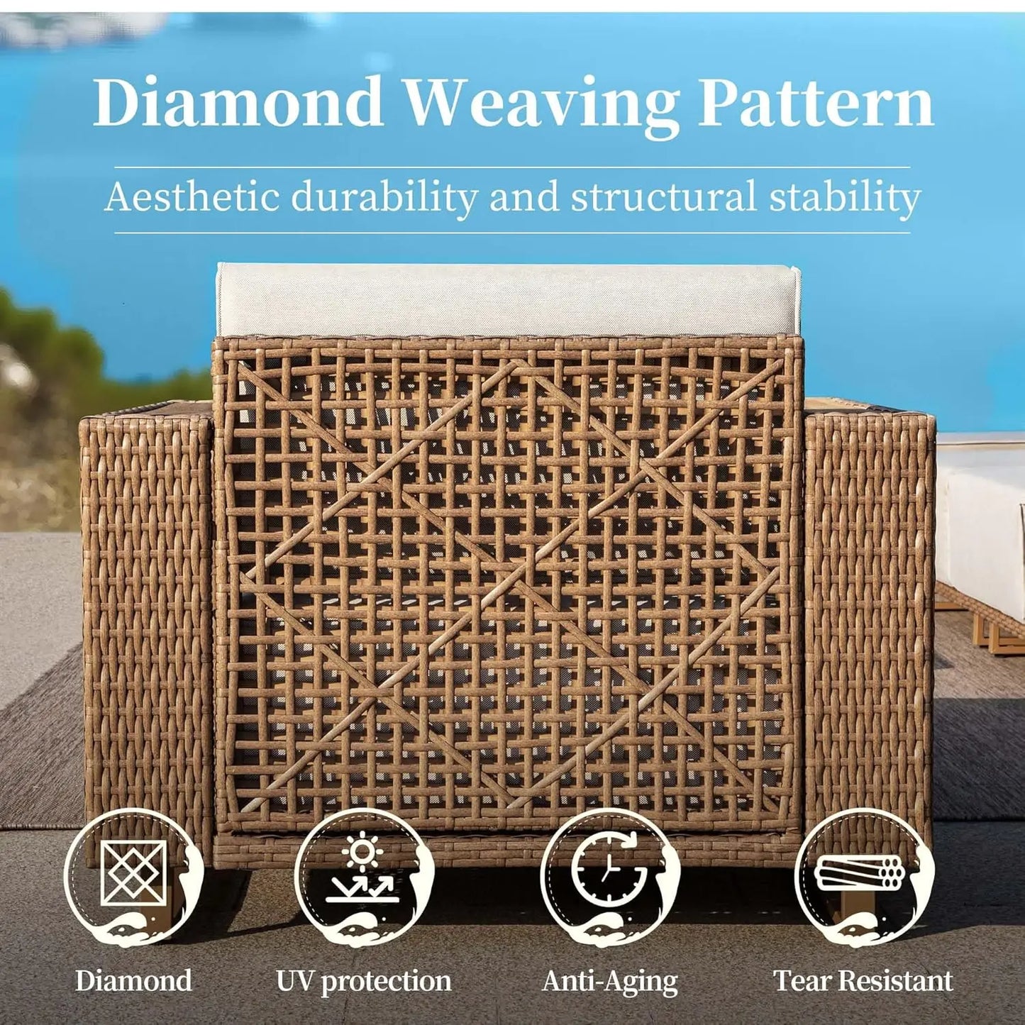 L Shaped Patio Furniture,Outdoor Rattan Wicker Sectional Sofa with 10''Ultra-Thick Cushions,All Weather Patio, Customized