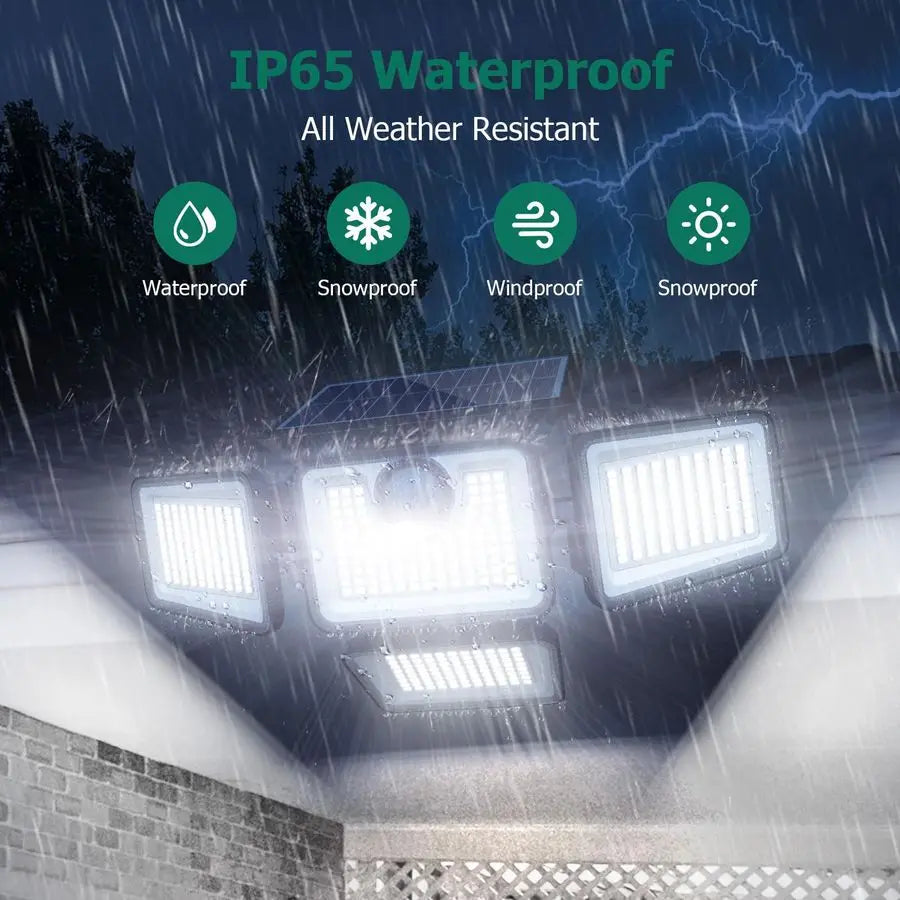 Solar Lights Outdoor, 4 Adjustable Heads Motion Sensor Lights, 3 Mode, 6500K, IP65 Waterproof Solar Security Wall Lights, Remote