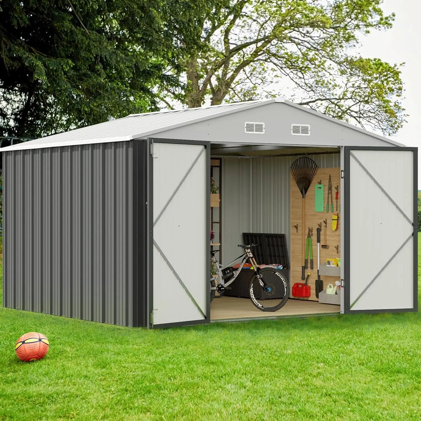 10 x 8 FT Shed Outdoor Storage Shed Metal Garden Shed with Lockable Door Outside Waterproof Tool for Backyard,Customized