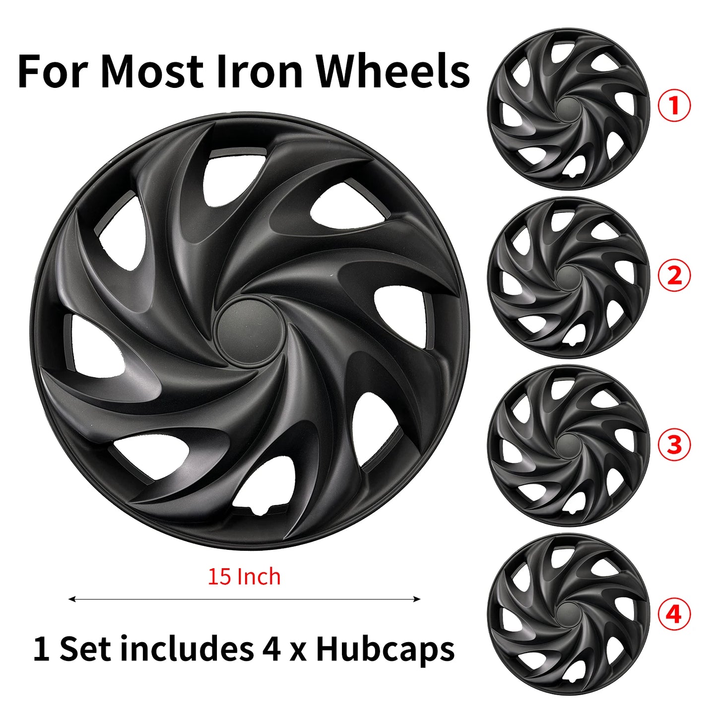 Sports Caps Rim 15inch Hub Cover for Iron Rim Wheel Cover Set of 4 Steel Replacement Plastic Hubcap for R15 Tire Car Accessories