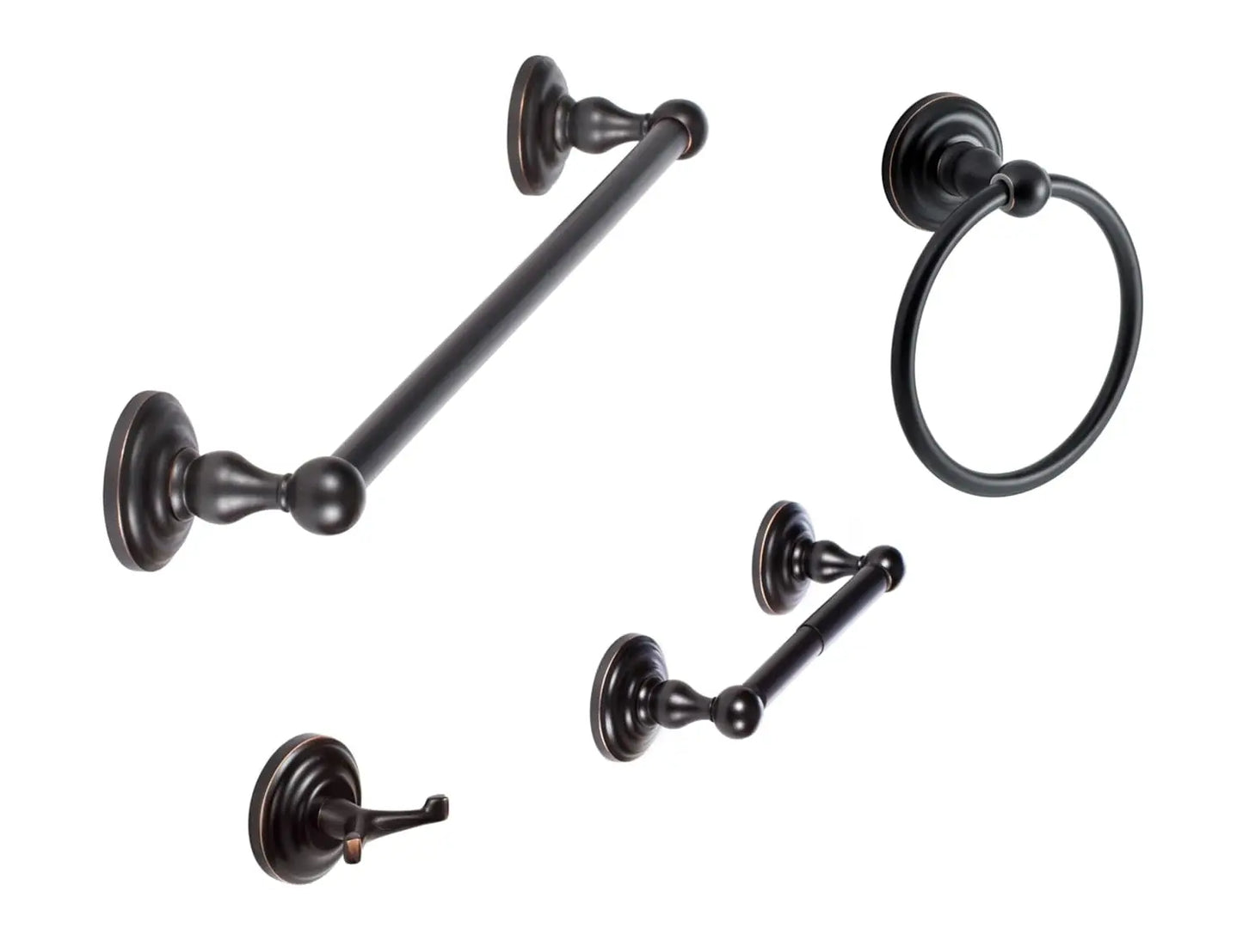 4 Piece Bathroom Hardware Set 30" Towel Bar Robe Hook Towel Ring Toilet Paper Holder Satin Nickel Finish, Customized