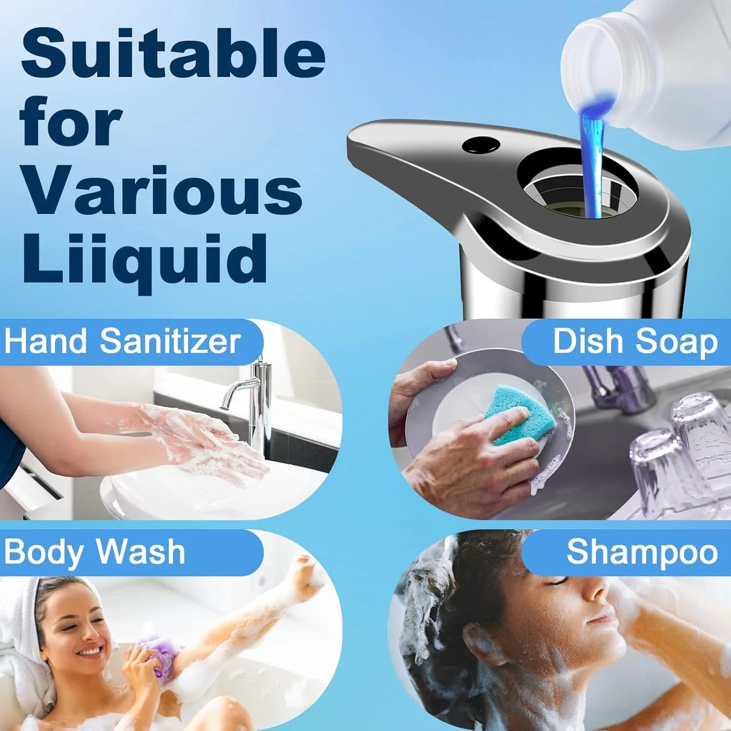 Touchless Automatic Soap Dispenser With Infrared Sensor Large Capacity Liquid Soap Sanitizer For Kitchen Bathroom Home