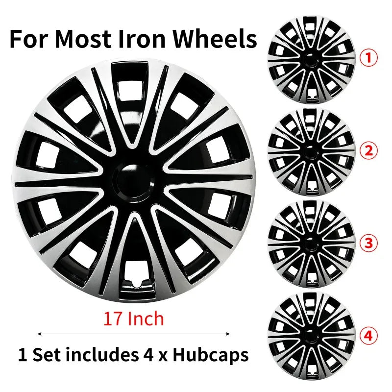 Sports Caps Rim 17 Wheel Covers Plastic Hubcaps for 17 Inches Automobile Vehicle Full Coverage Wheel Cap Replacement Accessories