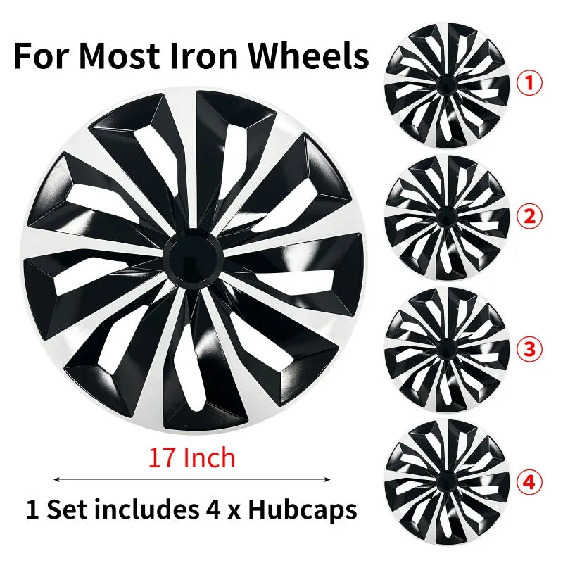 Sports Caps Rim 17 Wheel Covers Plastic Hubcaps for 17 Inches Automobile Vehicle Full Coverage Wheel Cap Replacement Accessories