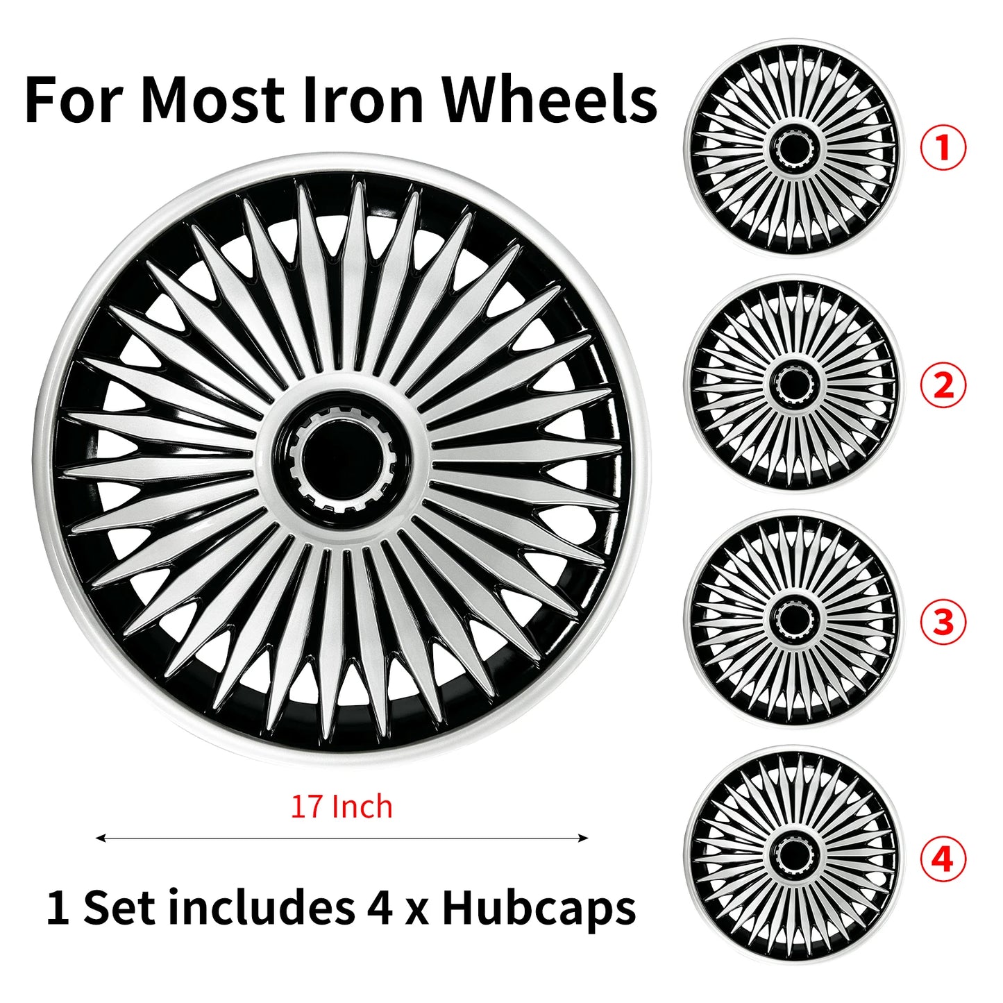 Sports Caps Rim 17 Wheel Covers Plastic Hubcaps for 17 Inches Automobile Vehicle Full Coverage Wheel Cap Replacement Accessories