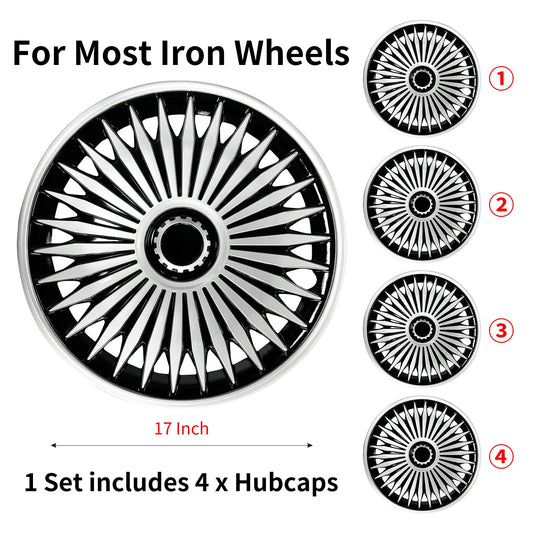 Sports Caps Rim 17 Wheel Covers Plastic Hubcaps for 17 Inches Automobile Vehicle Full Coverage Wheel Cap Replacement Accessories