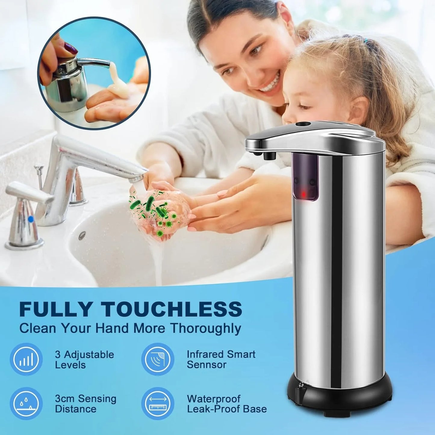 Touchless Automatic Soap Dispenser With Infrared Sensor Large Capacity Liquid Soap Sanitizer For Kitchen Bathroom Home