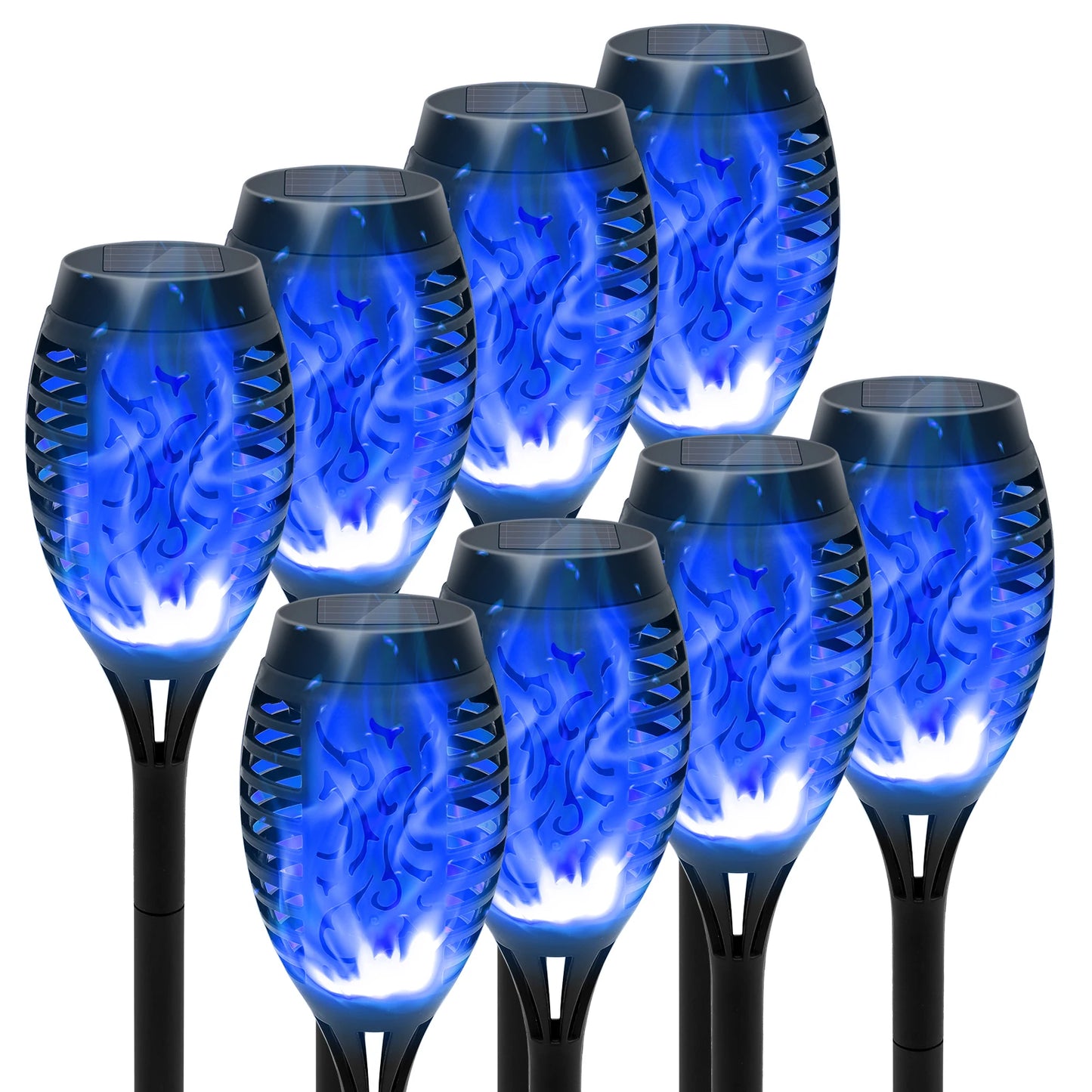4/6/8/12Pcs Solar Flame Torch Light LED Flickering Outdoor Decoration Powered For Lawn Path Yard Patio Floor Night Lamp