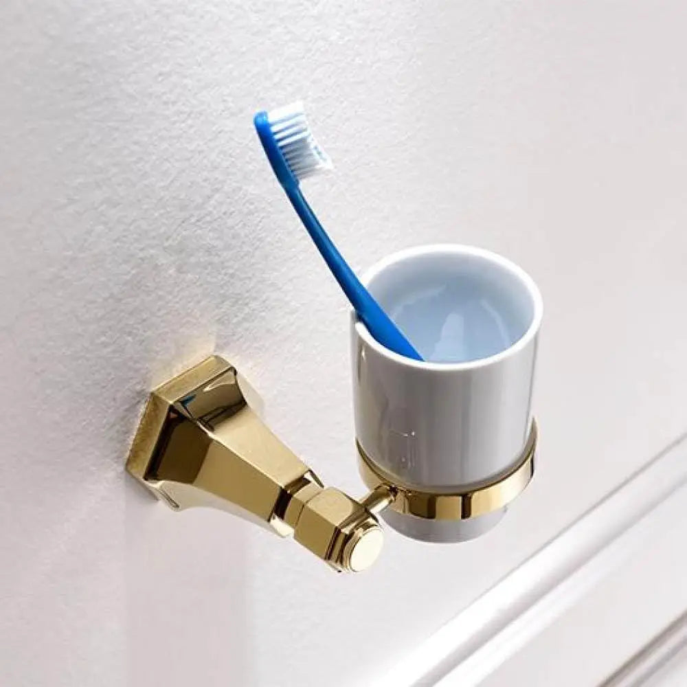 Golden Brass Geometric Bathroom Hardware Set Towel Shelf Soap Dispenser Toilet Brush Towel Bar, Customized