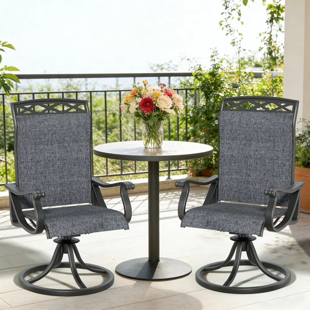 360° Swivel Rocker Patio Chairs Set 2 All Weather Ergonomic High Back 15° Rocking Outdoor Dining 2pc Custom