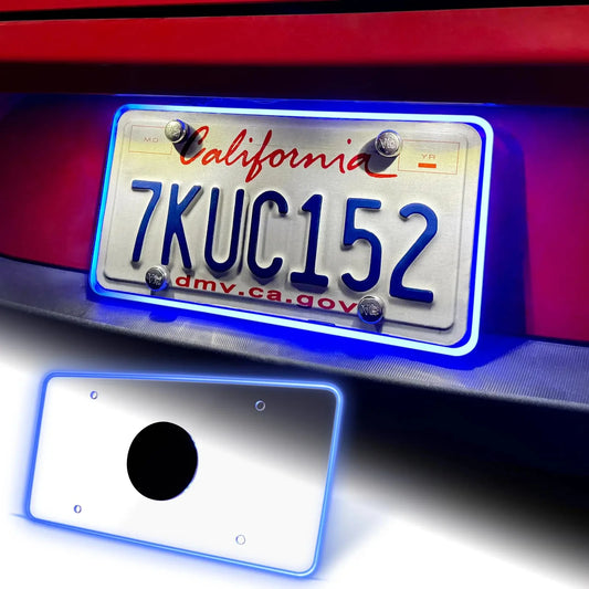 Color LED License Plate Frame Waterproof Universal Fit Rear Plate Light Cover DC12V Bright Accent Lights for Car Truck SUV Auto