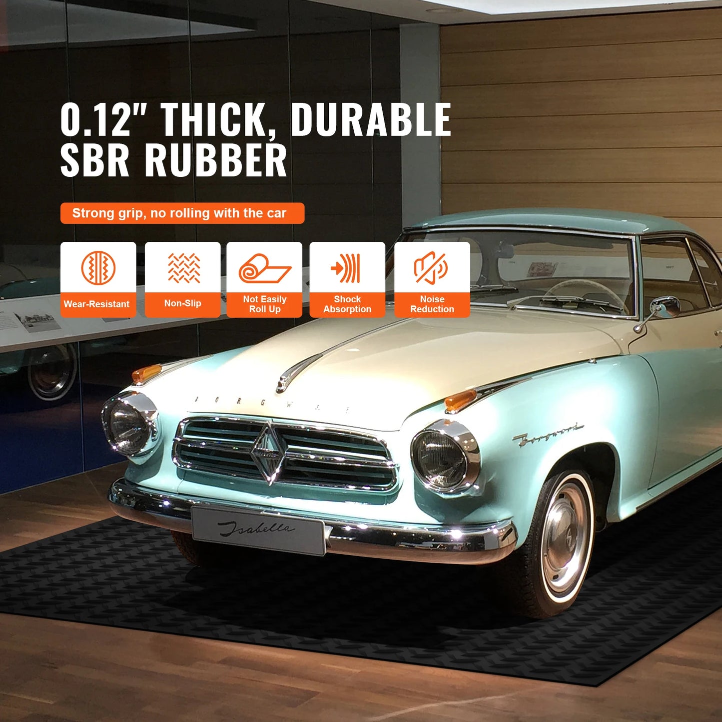 SucceBuy Diamond-Plate Rubber Flooring Roll 4 x 6/8/10/15 ft SBR Rubber Garage Floor Mat Easy to Clean for Under Cars Garage Gym