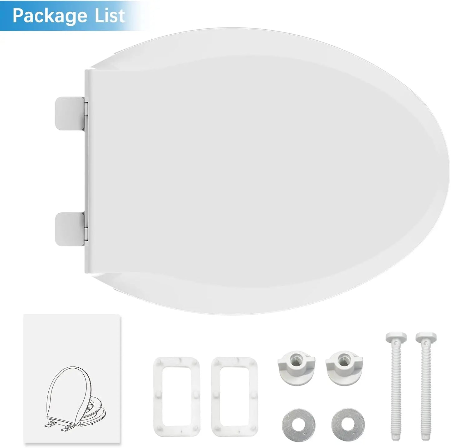 Toilet Seat with Built-In Toddler Potty Training Seat, Mother and Child Cover, Slow Close, Easy to Install, Elongated, White