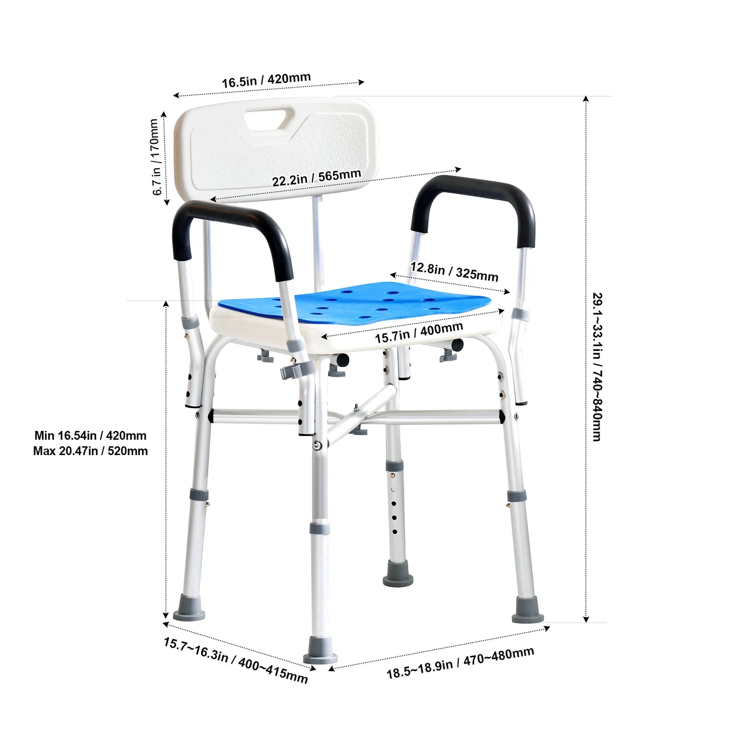 SucceBuy Shower Chair Adjustable Height Bench Bath Chair for Elderly Disabled Shower Chair for Inside Shower Bathtub 400/350lb