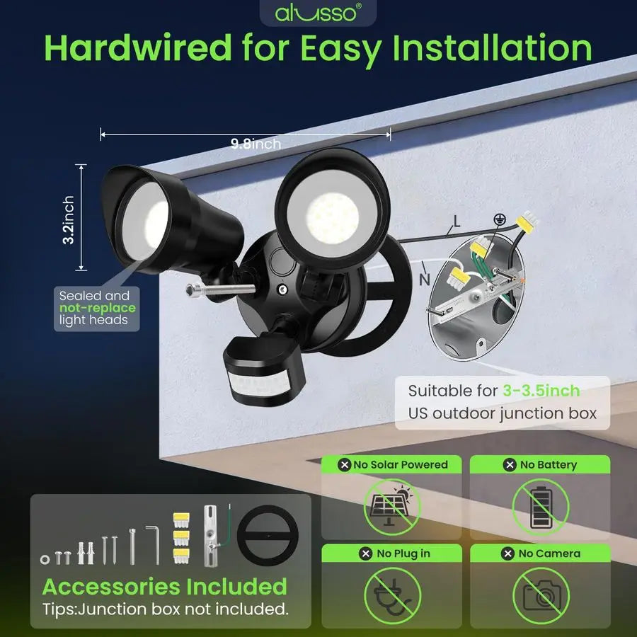 Motion Sensor Outdoor Lights, 30W 3500LM Flood Lights Outdoor, 3 Modes Dusk to Dawn Auto On Time, 3CCT 3000K 4000K 6500K Waterpr
