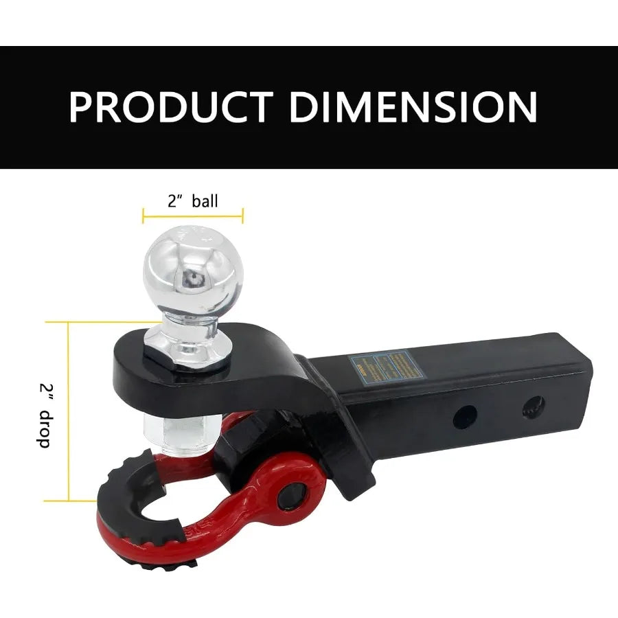 Multifunctional 2 in 1 Trailer Hitch Ball Mount with Tow Shackle and 3 4 Inch Hitch Pin Clip for Heavy Duty Trucks SUVs and Car