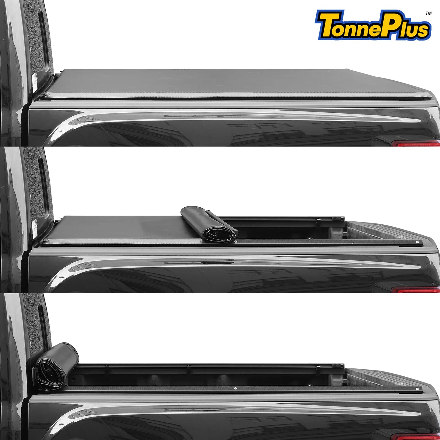 TonnePlus Soft Roll-Up Tonneau Cover Truck Bed Covers for 2007-2021 Toyota Tundra 6.5FT Bed ; Lightning | 6.5' (78.7") Bed |