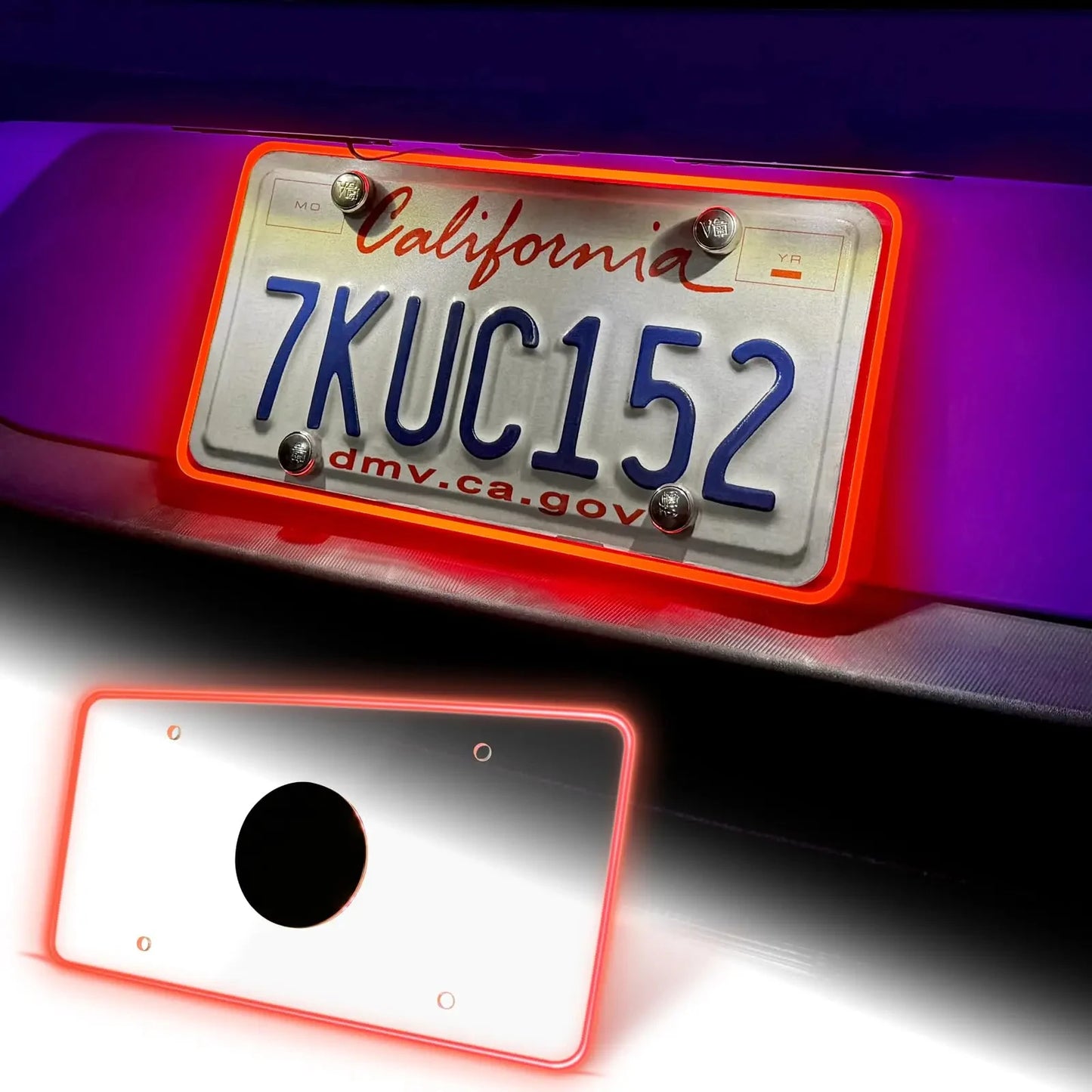 Color LED License Plate Frame Waterproof Universal Fit Rear Plate Light Cover DC12V Bright Accent Lights for Car Truck SUV Auto