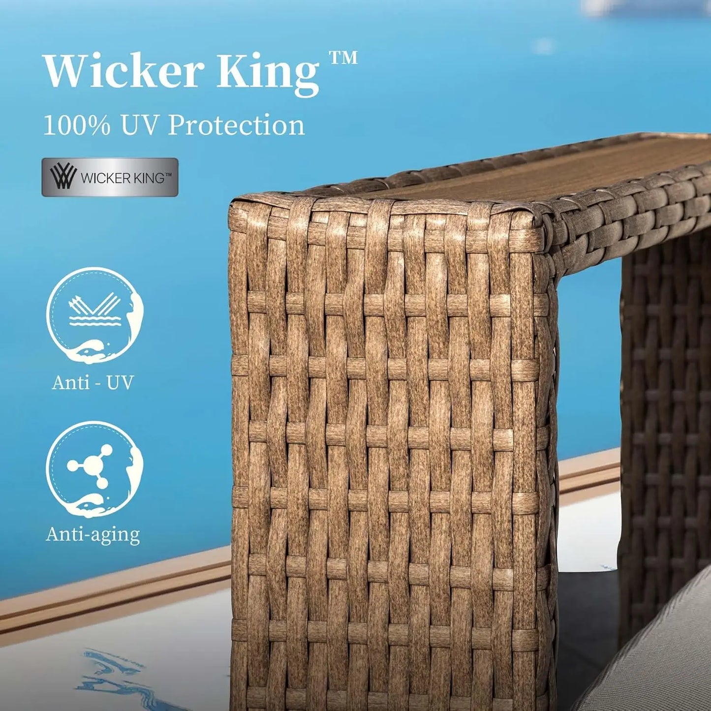 L Shaped Patio Furniture,Outdoor Rattan Wicker Sectional Sofa with 10''Ultra-Thick Cushions,All Weather Patio, Customized