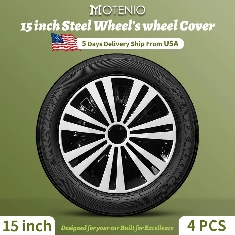 Sports Caps Rim 15inch Hub Cover for Iron Rim Wheel Cover Set of 4 Steel Replacement Plastic Hubcap for R15 Tire Car Accessories