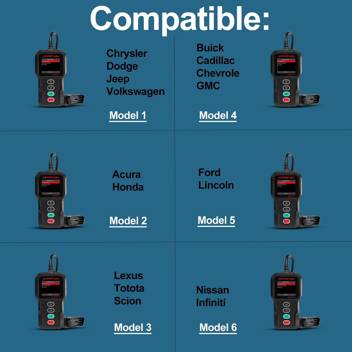 ATPSTOGO OFFERS MULTIPLE OPTIONS REMOTE PROGRAMMING KEY FOB TOOL FOR CHRYSLER DODGE JEEP HONDA TOYOTA LEXUS FORD GMC NISSAN