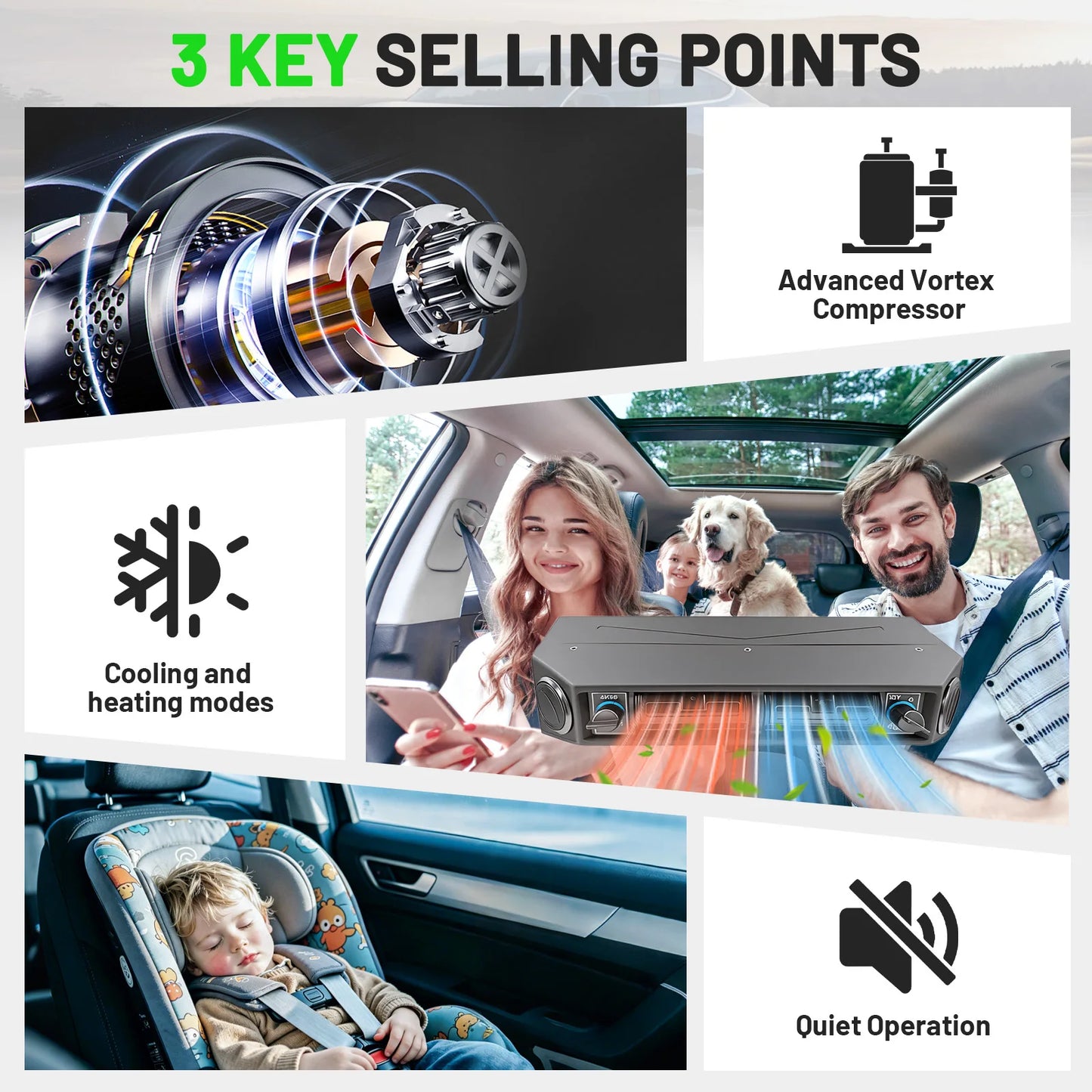 Aspligo 12V Cooling 2025 Car Electric Air Conditioner Universal For Truck Bus Camper Van Compressor Underdash Air Conditioning