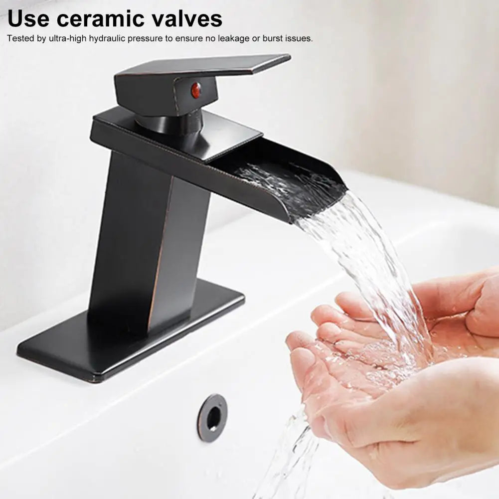 Matte Black Basin Faucet Mounted Single Lever Bathroom Crane Waterfall Brushed Nickel Bathroom Tap Hot Cold Water Mixer Taps