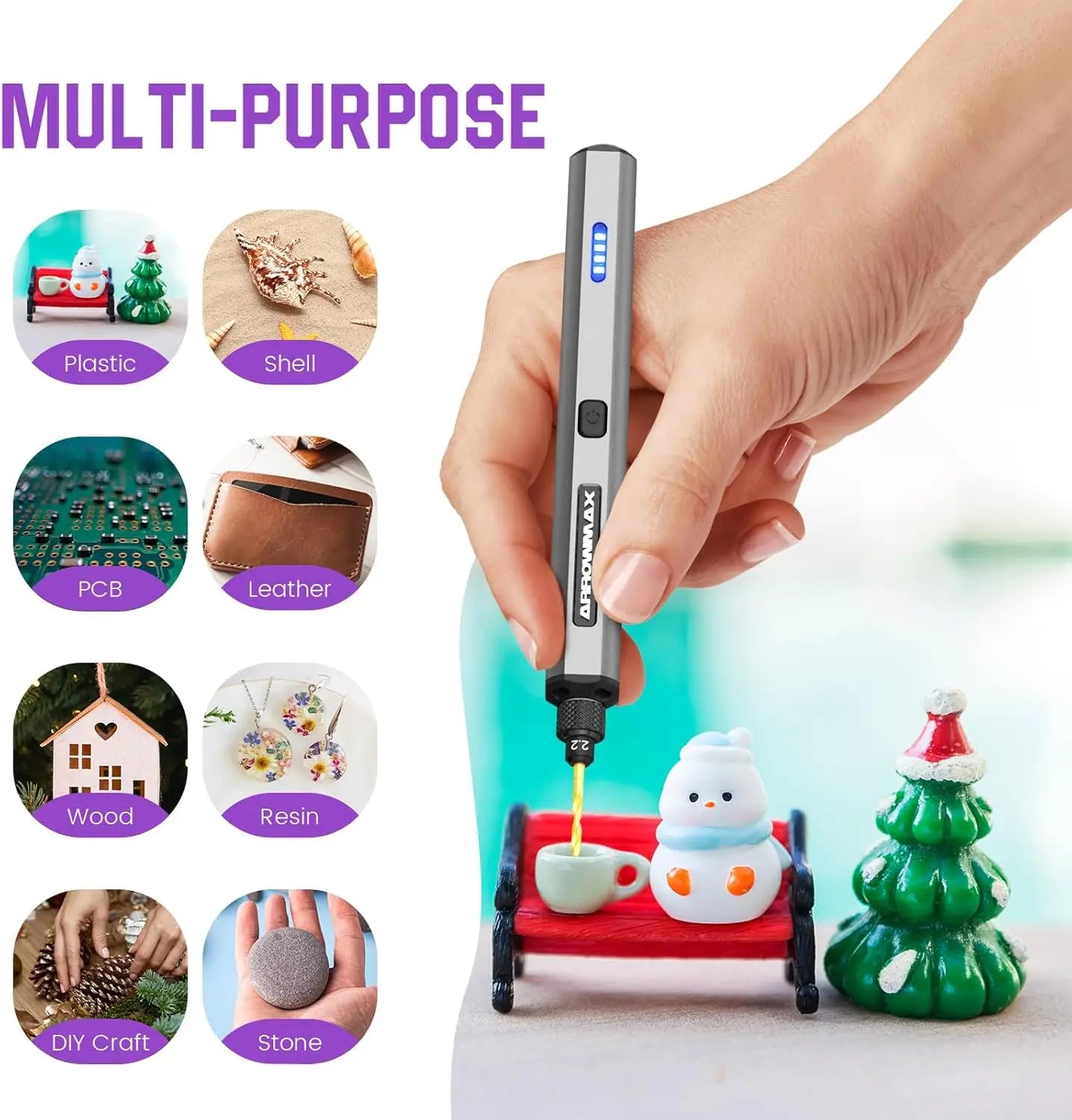 Mini Electric Drill Pen, 13-in-1 Rechargeable Kit with Aluminum Case, 800 RPM, 10 HSS Bits for DIY Wood Jewelry Making