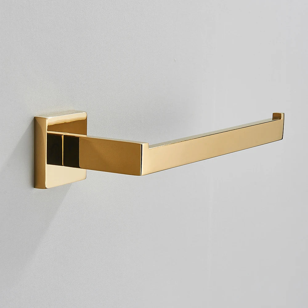 Brushed GoldBathroom Hardware Set Kit Accessories Wall Shelf Towel Bar Rack Rail Robe Hanger Toilet Brush Roll Paper Holder Dish