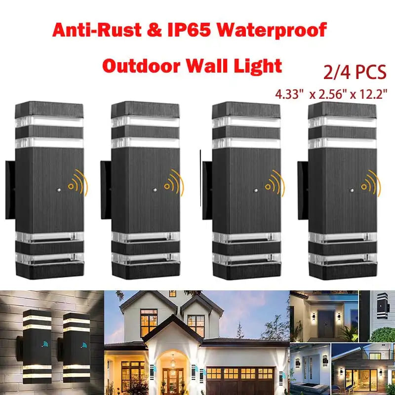 2/4Pcs Smart Outdoor Wall Light Waterproof LED Wall Lamps Sensing Porch Lights Exterior Sconce Lamps For Balcony Garden Backyard