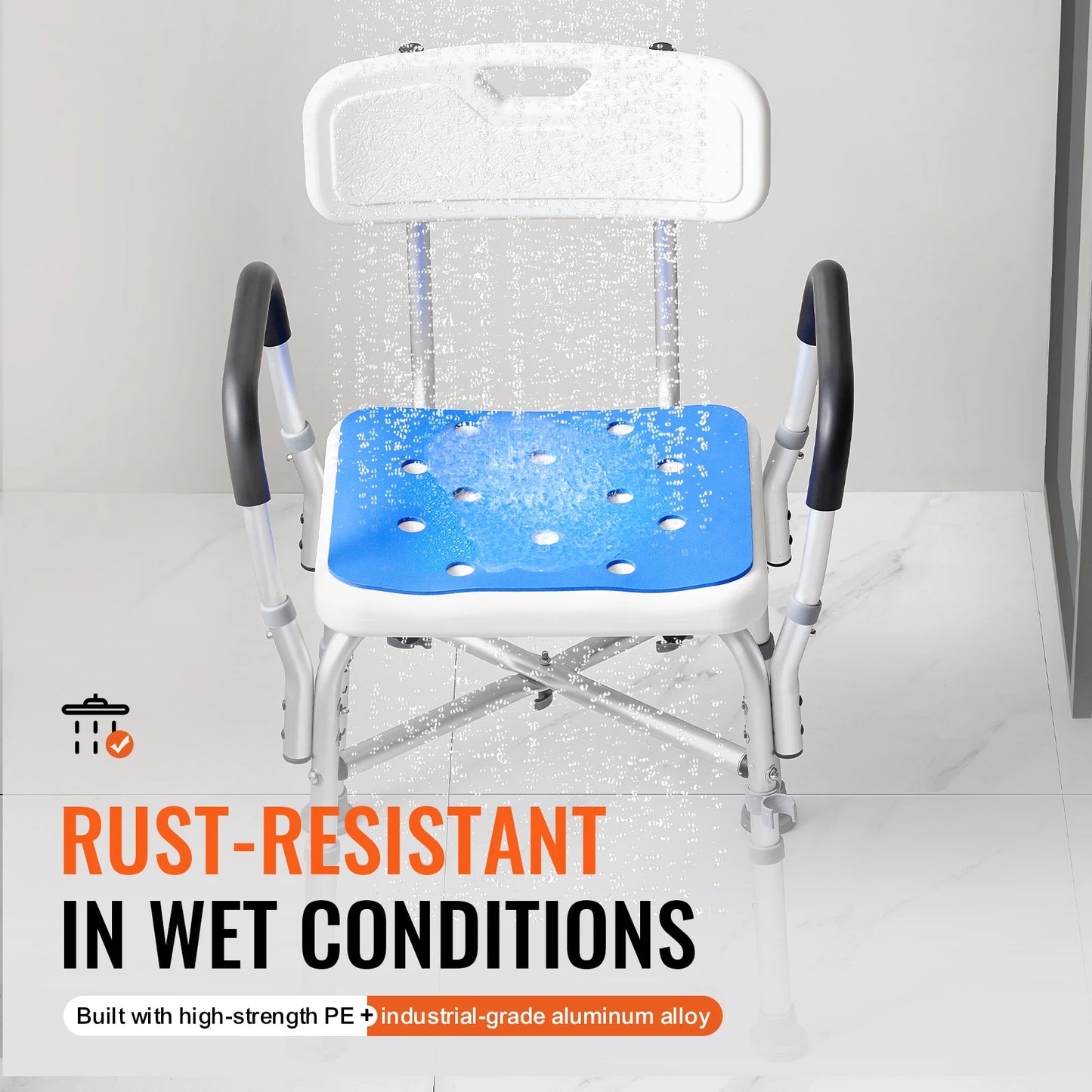 SucceBuy Shower Chair Adjustable Height Bench Bath Chair for Elderly Disabled Shower Chair for Inside Shower Bathtub 400/350lb