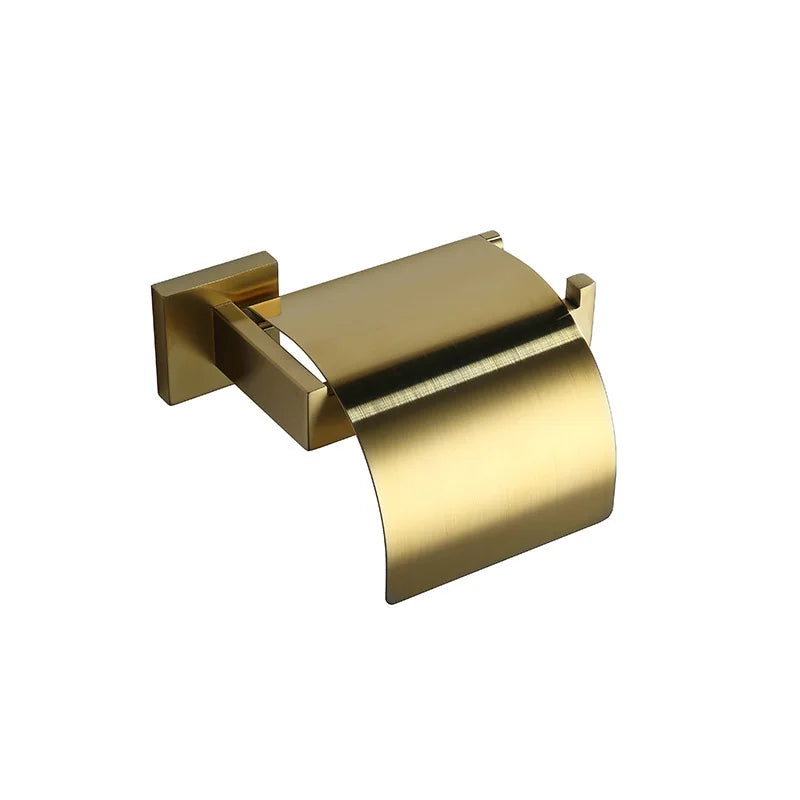 Brushed GoldBathroom Hardware Set Kit Accessories Wall Shelf Towel Bar Rack Rail Robe Hanger Toilet Brush Roll Paper Holder Dish